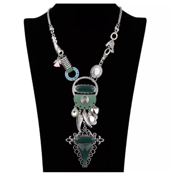 Art Deco Tribal Charm Statement Necklace - Picture 1 of 7